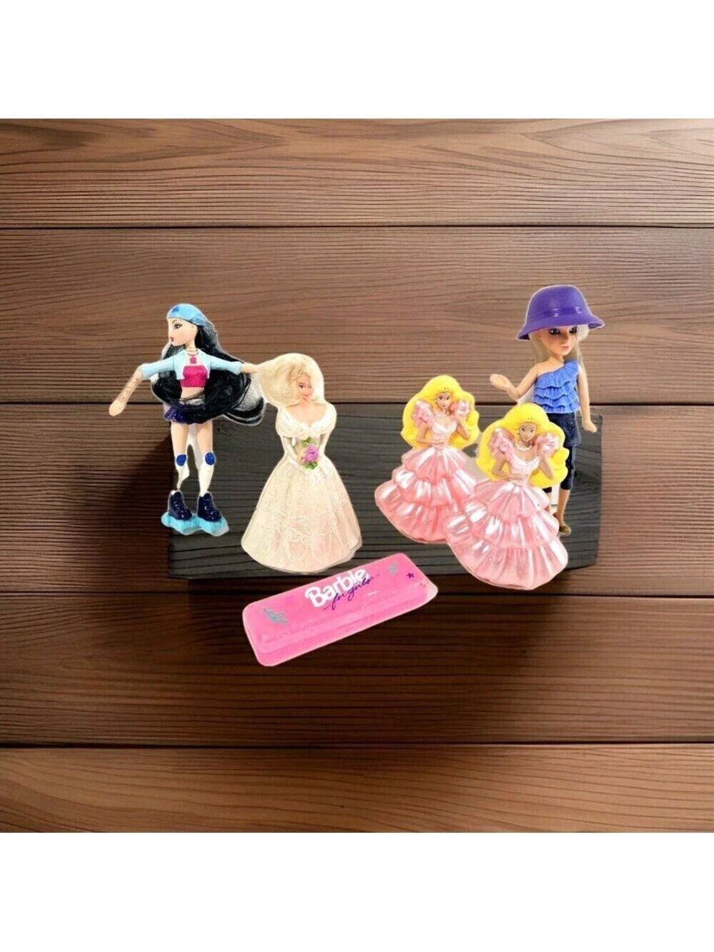 BUNDLE Barbie 90s McDonalds Happy Meal Toys And Toothbrush Case Cake Toppers